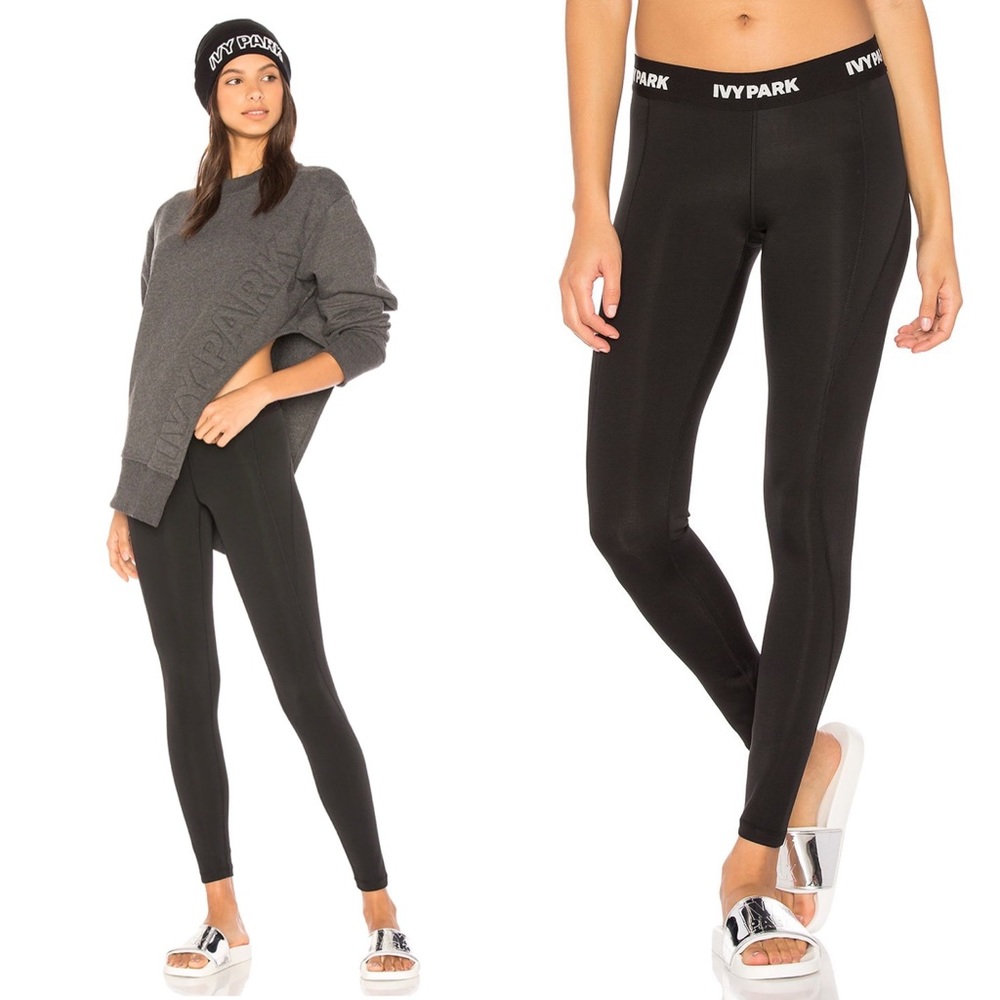 IVY PARK “I” Black and White Logo Low Rise Legging